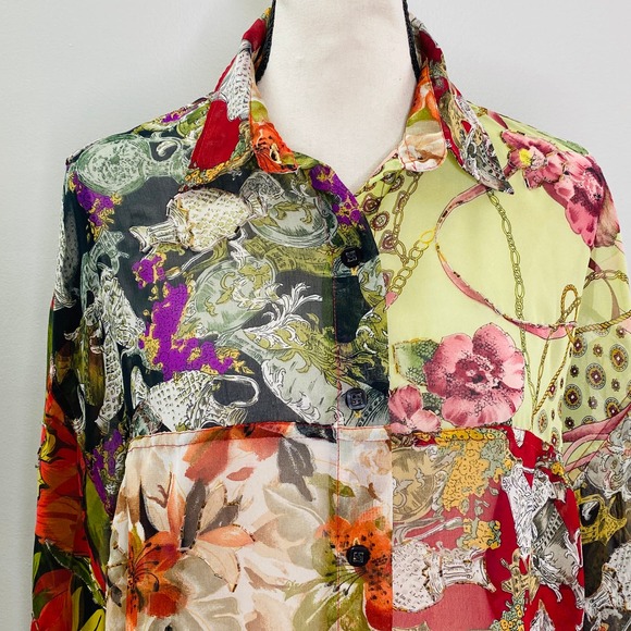 Vintage Sebatu Sheer Mixed Media Beaded High Low Top Womens Med 80s Art to Wear - Picture 6 of 12